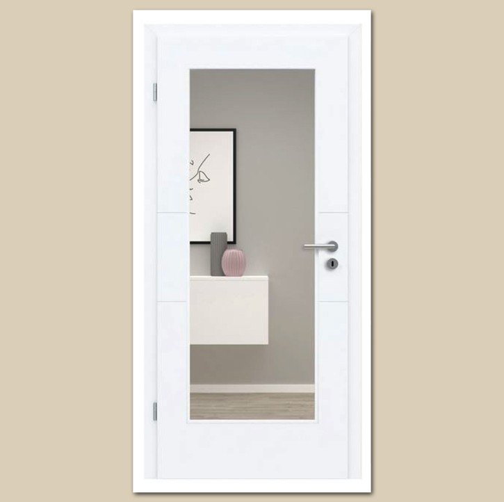 GORO Glas Designtür Weißlack extra white Links 860 x 1985 mm Nr.7