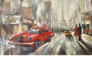 Leinwandbild 150x71 cm Autos Straße Abstrackt Gemälde Kunst Abholung % Mai