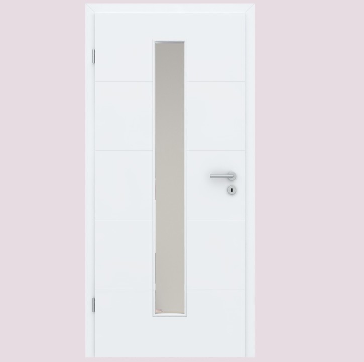 Wohnungstürblatt Goro GA5 mit Glas Einsatz Weißlack 3.0 860 x 1985 mm Links Nr.18