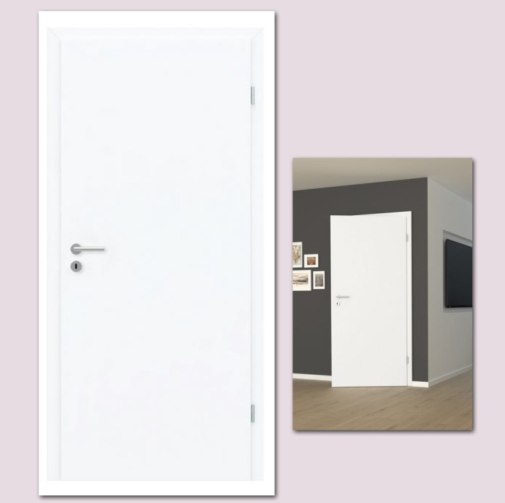 GORO-glatt Designtür Weißlack extra white 3.0 Rechts 860 x 2110 mm