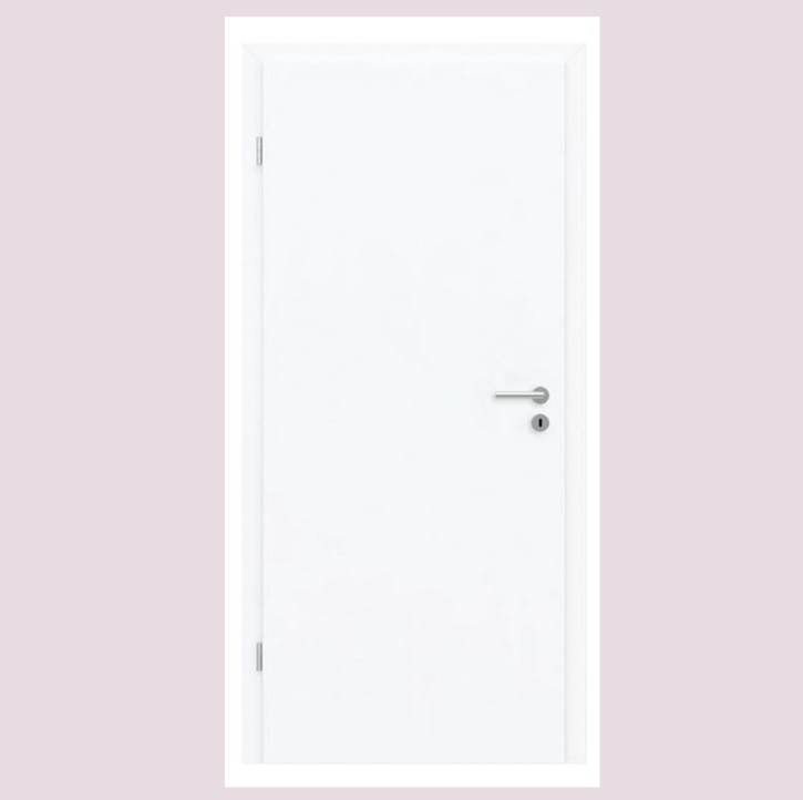 GORO-glatt Designtür Weißlack 1.0 Links 860 x 2025 mm + Zarge 180 Nr.20