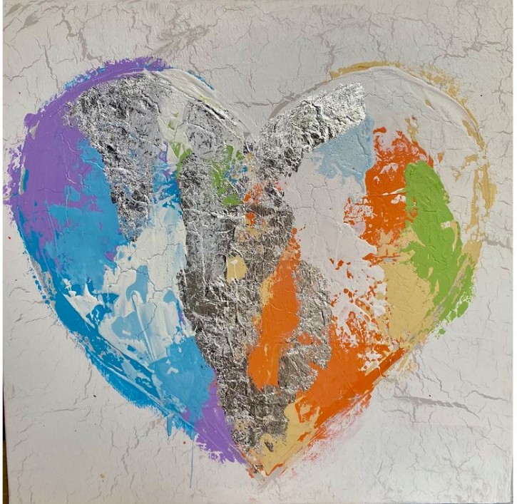 % Leinwandbild 60x60cm Herz Abstrackt Gemälde Kunst Abholung % Mai