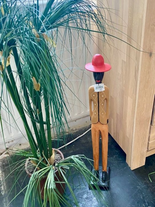 %%% Kolonialstil Holzfigur ca.H105cm Mann Abholung