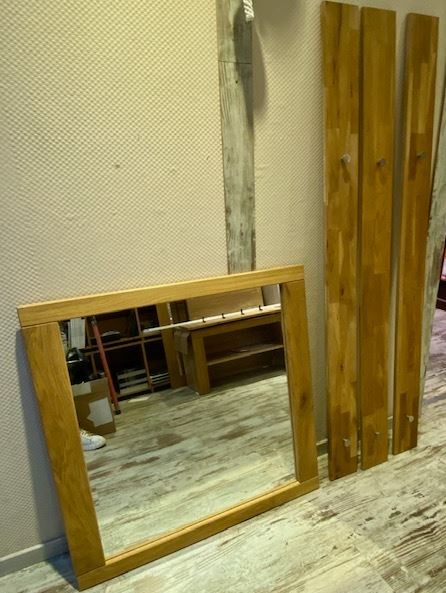Garderobenset : 3er Garderobenpaneel und Spiegel Eiche massiv  Abholung