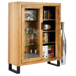 Highboard Vitrine Wildeiche teilmassiv ELFO TINA 2342