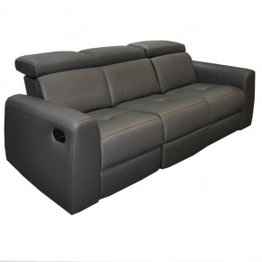 1B Sofa 3-er in Kunstleder grau, manuelle Relaxfunktion, Muster Abholung