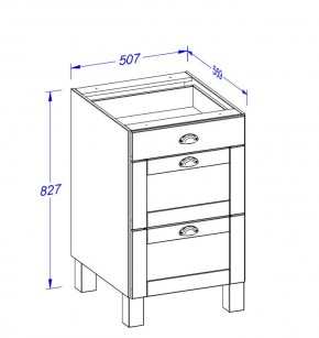 Küchenschrank Unterschrank mit 3 Schubladen Kiefer massiv weiß lasiert ohne Platte OSLO 758014