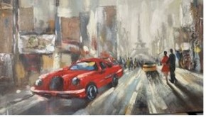 Leinwandbild 150x71 cm Autos Straße Abstrackt Gemälde Kunst Abholung % Mai