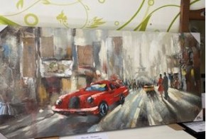 Leinwandbild 150x71 cm Autos Straße Abstrackt Gemälde Kunst Abholung % Mai