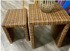 Rattantisch 2er Set Tisch braun Muster
