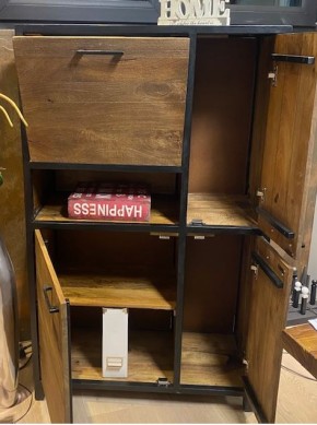 Highboard Mumbai Mangoholz massiv 88x40x146 Unikat Muster Abholung