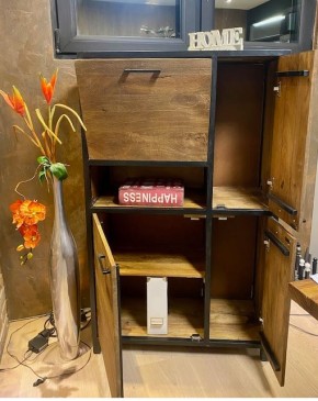 Highboard Mumbai Mangoholz massiv 88x40x146 Unikat Muster Abholung