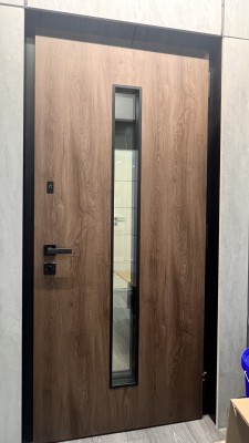 NOVA 1080 x 2250mm Türen mit Aluminium-Zarge und Stahl-Flügel braun-Toffee Holznachbildung Muster