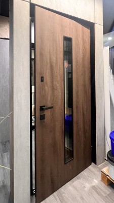 NOVA 1080 x 2250mm Türen mit Aluminium-Zarge und Stahl-Flügel braun-Toffee Holznachbildung Muster