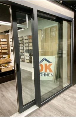 Hebeschiebetür Primo HST82 Skymotion Max 3000x2250mm Grau/Holz Dekor Muster