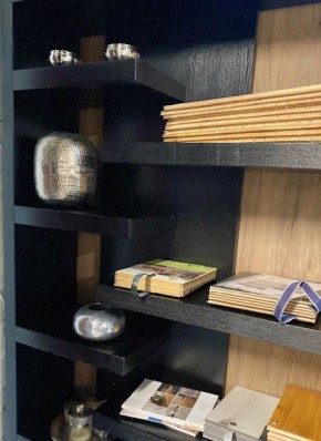 Regal Raumteiler modern schwarz 200x200 cm MDF schwarz Muster ABHOLUNG