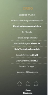 CREO Aluminium-Tür mit Seitenteil 2000x2250mm Tür 1100 +900 Seitenteil Schwarz /Kupfer