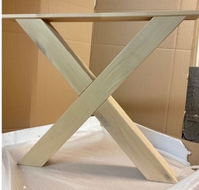 2x Gestell X-Form Tischgestell Eiche massiv hell / SonomaTischbeine Tischfuß